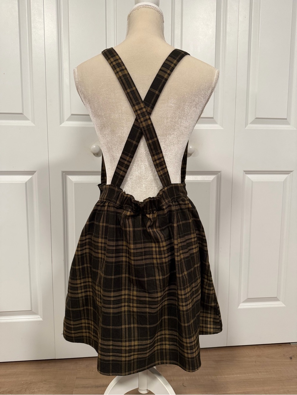 Disturbia Brown Plaid Pinafore Dress with Crescent Moon - Picture 5 of 6